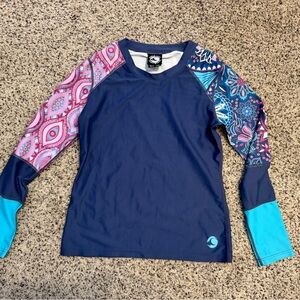 Wave Life Blue and Pink Kids Swim Rashguard Youth XL